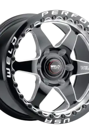 WELD Performance Ventura 6 Beadlock 6x139.7 15x10 +38 Gloss Black/Milled Diamond Cut Lip No Minimum Order