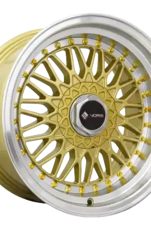 Vors VR3 4x108 15x8  +20 Gold Machine Lip Gold Rivet Next Day Delivery