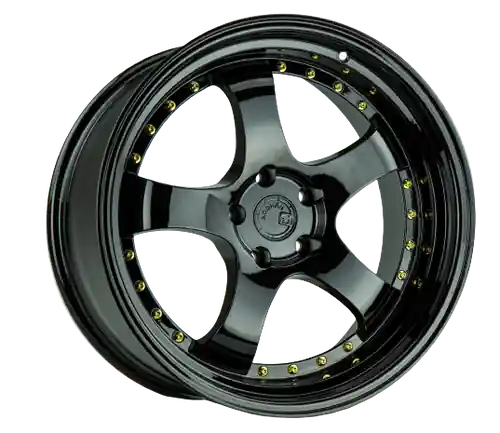 Budget Aodhan AH03 5x114.3 19x11+15 Gloss Black W /Gold Rivets