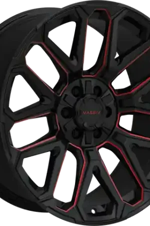 MASSIV OFF-ROAD OR14 6X135/6X139.7 17x9 -12 BLACK AND RED MILLED Weekend Sale