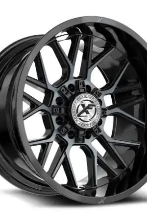 Top Pick XF Off-Road XF-235 8x165.1/8x170 22x12 -44 Gloss Black & Machined Titanium Double Dark Tint