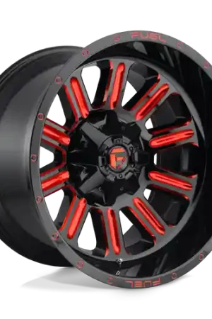 Fuel 1PC D621 HARDLINE 5X114.3/5X127 18X9 -12 GLOSS BLACK RED TINTED CLEAR High Quality
