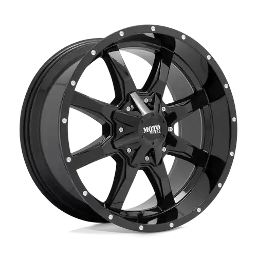 Moto Metal MO970 8X165.1 17X9 -12 GLOSS BLACK WITH MILLED LIP Fan Favorite