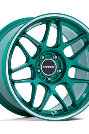 Last Chance Motegi MR158 TSUBAKI 5X100 19x8.5 +30 HOKKAIDO GREEN W/ MACHINED LIP
