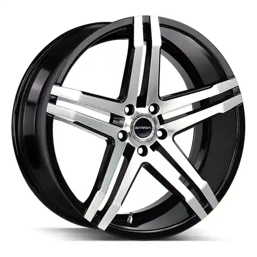 Strada Domani 5x115 22x8.5 +15 Gloss Black Machined Holiday Sale