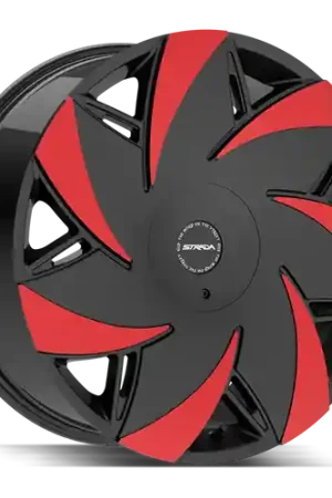 Special Discount Strada Turbina 5x112/5x115 22x9 +35 Gloss Black Machined Red Tips