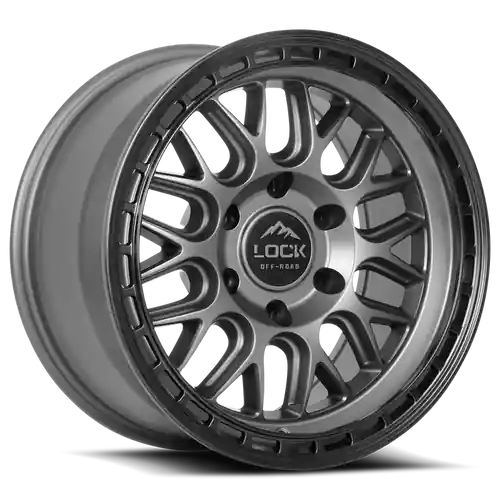 Clearance LOCK OFFROAD ONYX 5x127 17x9-12 Matte Grey W Matte Black Ring