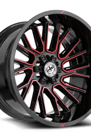 Free Shipping XF Off-Road XF-230 6x135/6x139.7 24x14 -76 Gloss Black & Red Machined