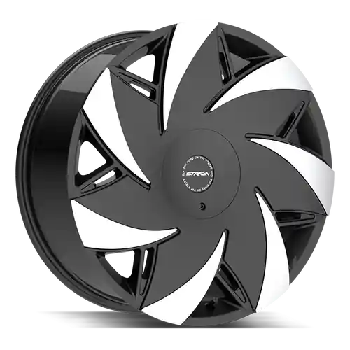 One Day Deal Strada Turbina 5x112/5x115 22x9 +35 Gloss Black Machined Tips