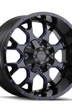 Free Delivery Mayhem Warrior 8015 5x127/5x139.7 18x9-12 Black W/Prism Blue