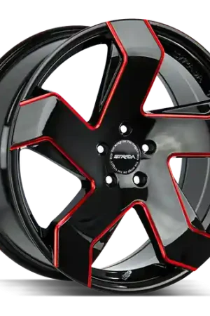Strada Coltello 5x112 22x9 +35 Gloss Black Candy Red Milled Edge Clearance