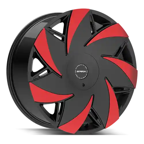 STRADA Turbina 5x127/5x139.7 24x9.5 +15 Gloss Black Machined Red Tips Crafted
