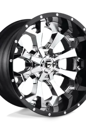 Final Sale Fuel 2PC D246 ASSAULT 8X170 20X12 -43 CHROME PLATED GLOSS BLACK LIP