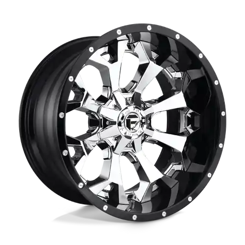 Final Sale Fuel 2PC D246 ASSAULT 8X170 20X12 -43 CHROME PLATED GLOSS BLACK LIP