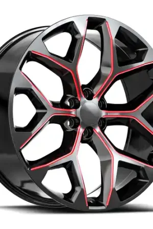 Crafted O.E. Revolution G-09 6x139.7 26x10 +24 Gloss Black & Red Milled