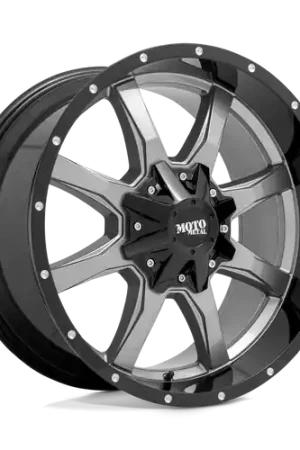 Moto Metal MO970 8X170 17X8 +0 GLOSS GRAY CENTER GLOSS BLACK LIP Warranty Included