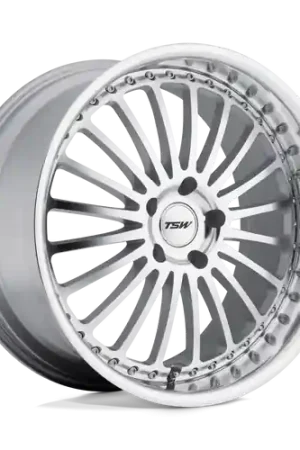 TSW SILVERSTONE 5X114.3 22X9 +20 SILVER W/ MIRROR CUT FACE & LIP Professional Grade