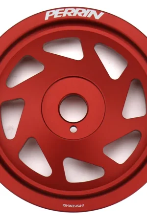 PERRIN Lightweight Crank Pulley (Red) - Subaru Models (Inc. 2012-2024 Subaru WRX / 2011-2024 Forester / 2019-2024 Ascent / 2012-2024 Impreza / 2013-2024 BRZ / Legacy / Outback / Crosstrek / 2013-2016 Scion FR-S / 2017-2020 Toyota 86 / 2022-2024 GR86) Hot Picks