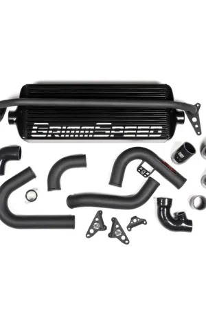 GrimmSpeed Front Mount Intercooler - VA WRX Full Intercooler Kit Black Powder Coat- Black Pipe - 2015-2021 Subaru WRX Price Cut