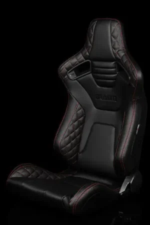 Buy Today Braum Elite-X Series Sport Seats - Black Diamond (Red Stitching) Pair - Universal