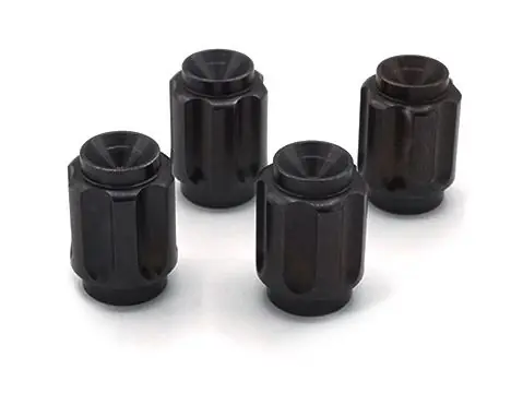 Dress Up Bolts Titanium Valve Stem Gear Design Caps (Black) - Universal Handmade