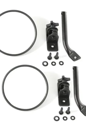 High Quality Rugged Ridge 97-18 Jeep Wrangler Textured Black Round Stubby Trail Mirror Kit