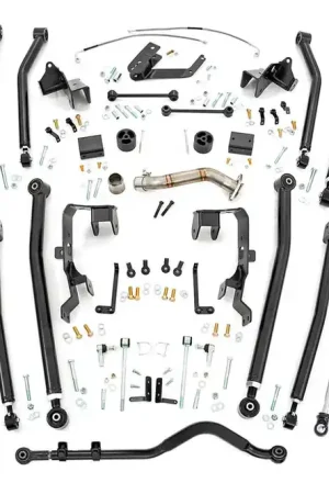 4.0 Inch Jeep Long Arm Suspension Lift Kit w/ Vertex Adjustable Reservoir Shocks 12-18 Wrangler JK 4-door Rough Country Weekend Sale