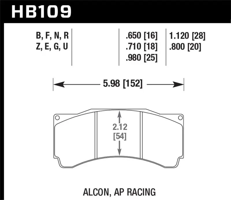 Genuine Hawk AP Racing DTC-60 Rear Race Brake Pads