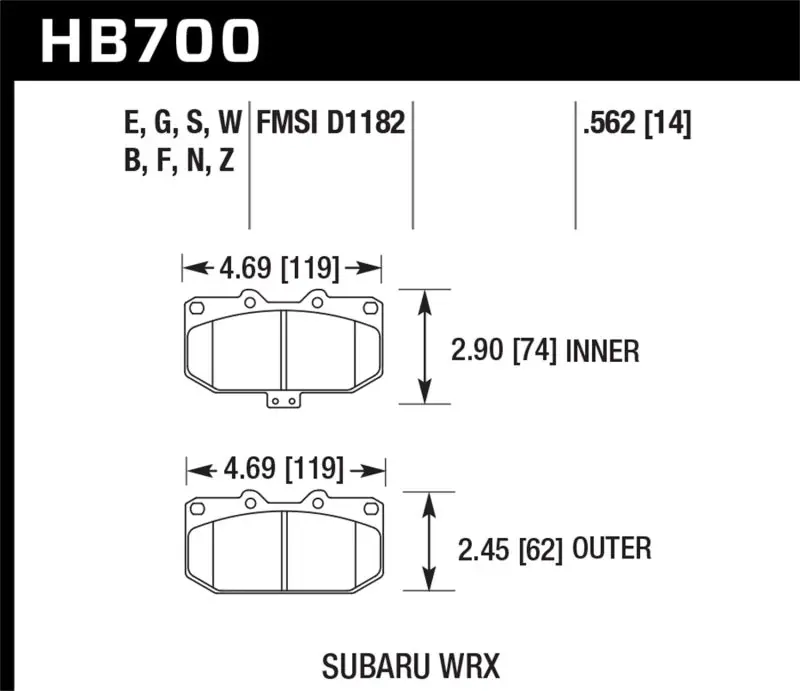 Fresh Stock Hawk 06-07 Subaru Impreza WRX DTC-30 Front Race Brake Pads