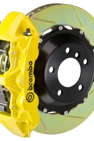 Viral Brembo 05-14 Mustang GT Excl non-ABS Equipped Fr GT BBK 6Pist Cast 355x32 2pc Rtr Slot Type1-Yellow