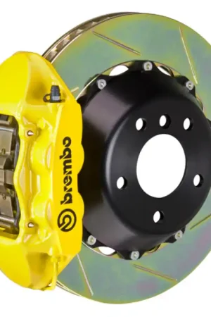 Brembo 08-13 135i (E81/E82/E88) Rear GT BBK 4 Piston Cast 345x28 2pc Rotor Slotted Type-1- Yellow Brand New