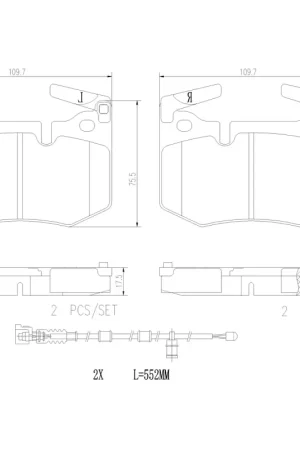 Authentic Brembo 16-20 Lexus RC F/ Lexus GS F Rear NAO Brake Pad