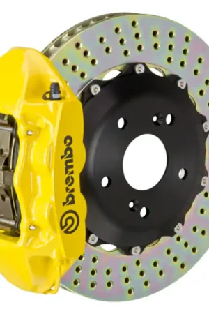 Brembo 07-15 TT 3.2L/09-15 TTS/12-13 TT RS Rear GT BBK 4 Pist Cast 328x28 2pc Rotor Drilled- Yellow Deal