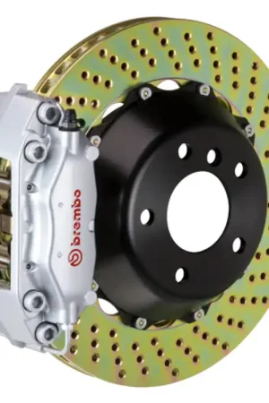 Brembo 99-05 330i (Excl. xDrive) Rr GT BBK 4 Piston Cast 2pc 345x28 2pc Rotor Drilled-Silver Must Have