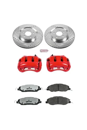 Power Stop 11-14 Ford Mustang Front Z26 Street Warrior Brake Kit w/Calipers Same Day Shipping