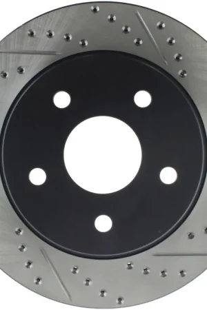 StopTech 04-06 Dodge Durango / 02-10 Ram 1500 (exc Mega Cab) Front Left Slotted & Drilled Rotor Fan Favorite