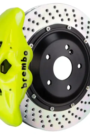 Brembo 15-18 M3 Excl CC Brakes Rr GT BBK 4Pis Cast 380x28 2pc Rotor Drilled-Fluo. Yellow Last Chance