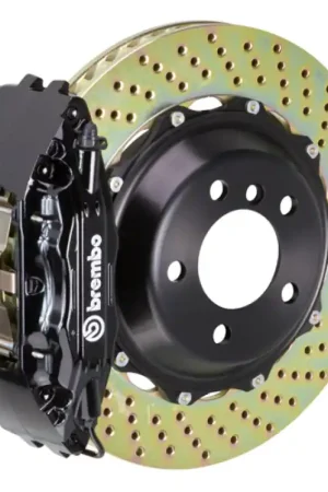 Brembo 00-02 S4/06-08 A4 Front GT BBK 4 Piston Cast 2pc 332x32 2pc Rotor Drilled-Black Flash Sale