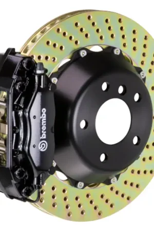 Hot Picks Brembo 91-94 964 Turbo/3.6 Turbo Rear GT BBK 4 Piston Cast 345x28 2pc Rotor Drilled-Black