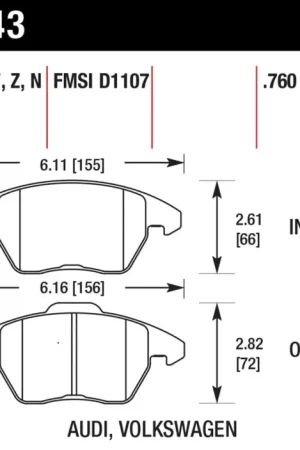 Reduced Price Hawk 06-11 Audi A3 2.0L Base Front ER-1 Brake Pads