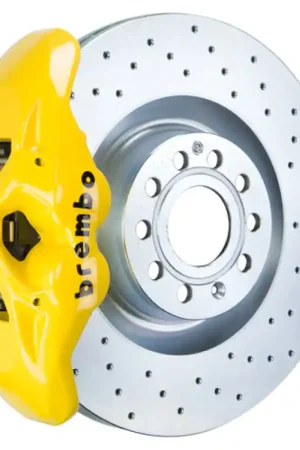 Cheap Brembo 07-15 TT 2.0T/07-15 TT 3.2L/09-15 TTS Fr GT BBK 4 Pist Cast 345x30 1pc Rotor Drilled- Yellow