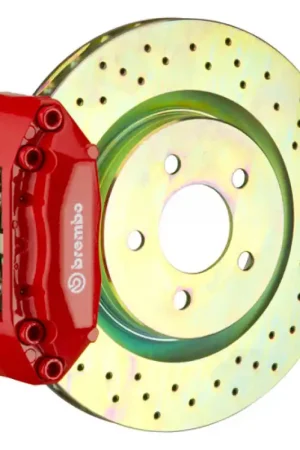 Brembo 87-91 M3 (E30) Front GT BBK 4 Piston Cast 2pc 330x28 1pc Rotor Drilled-Red Free Delivery