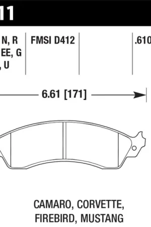 Reduced Price Hawk 1991 Chevrolet Camaro 3.1L Heritage Edition Performance Package Front ER-1 Brake Pads
