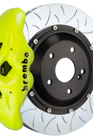 Instant Buy Brembo 07-13 X5 Rear GT BBK 4 Piston Cast 380x28 2pc Rotor Slotted Type3-Fluo. Yellow
