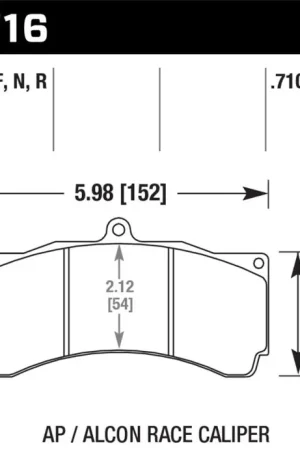 Hawk AP Racing/Alcon Universal DTC-70 Race Brake Pads Modern