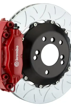 Brembo 08-14 WRX STI Rr GT BBK 4 Pist Cast 345x28 2pc Rotor Slotted Type3-Red Limited Offer