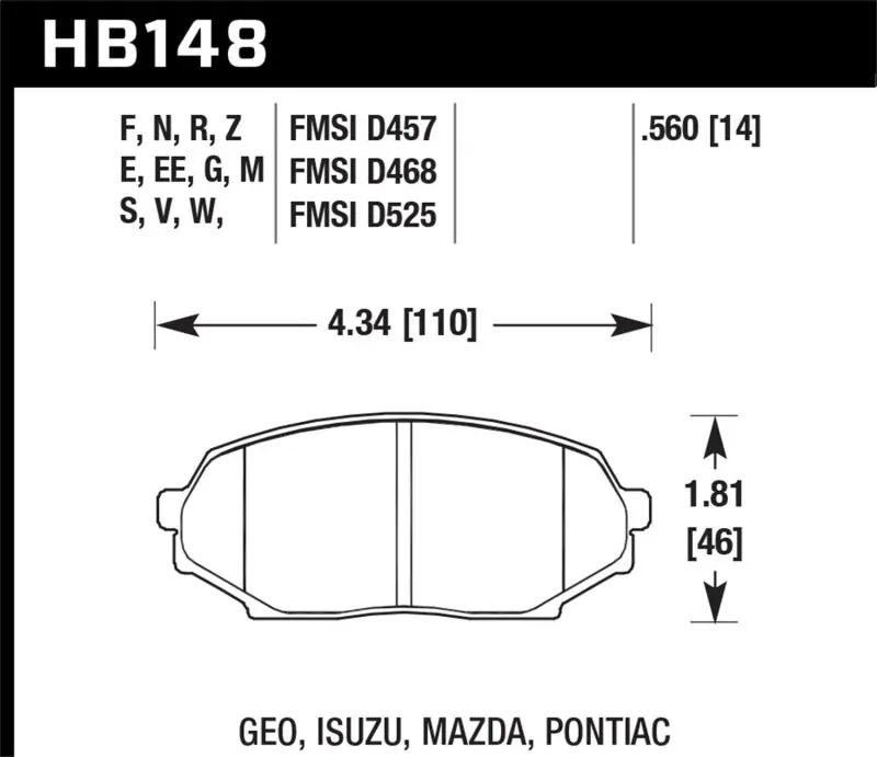 Hawk 90-93 Mazda Miata DTC-50 Race Front Brake Pads Cheap