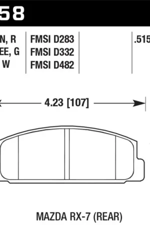 Hawk 03-05 Mazda 6 / 84-95 Mazda RX-7 DTC-60 Race Rear Brake Pads Fresh Stock