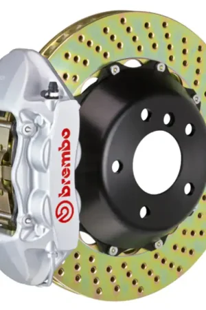 Brembo 17 F150 Raptor Rear GT BBK 4 Piston Cast 380x28 2pc Rotor Drilled-Silver Money Back Guarantee
