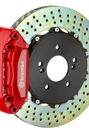 Brembo 08-14 C-Class (Excl 4MATIC/AMG) Rr GT BBK 4Pis Cast 2pc 328x28 2pc Rotor Drilled-Red Crafted